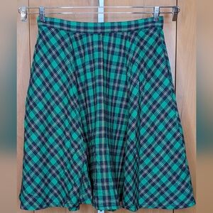 Green Plaid A-Line Skirt w/ Pockets XL NWT